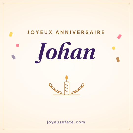Image carrée « Joyeux anniversaire Johan » pour WhatsApp