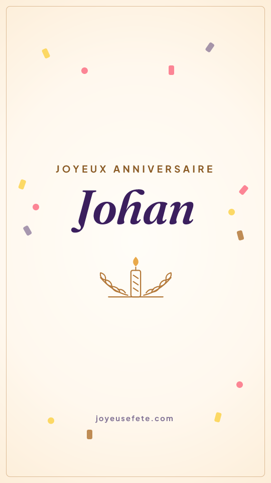 Image « Joyeux anniversaire Johan » au format story