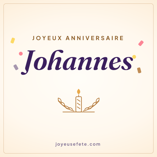Image carrée « Joyeux anniversaire Johannes » pour WhatsApp