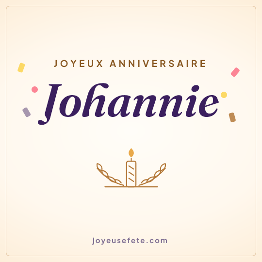 Image carrée « Joyeux anniversaire Johannie » pour WhatsApp