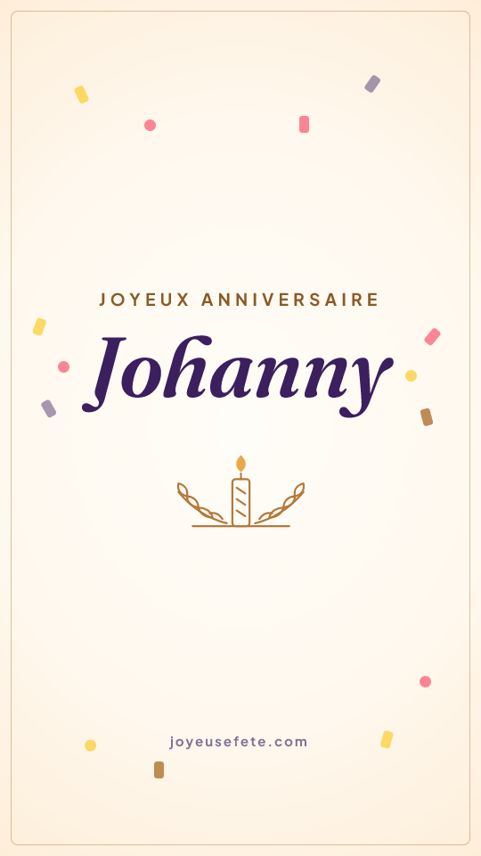 Image « Joyeux anniversaire Johanny » au format story