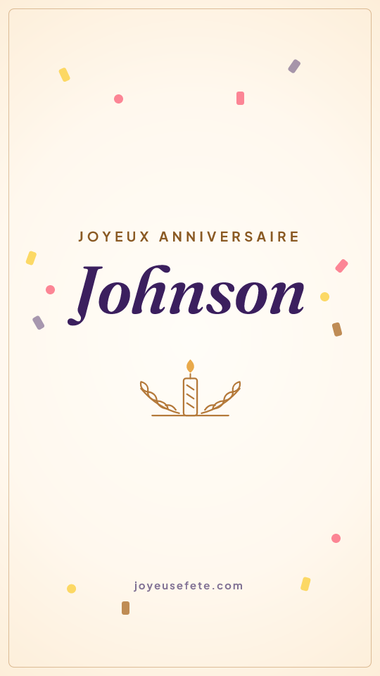 Image « Joyeux anniversaire Johnson » au format story
