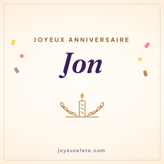 Image carrée « Joyeux anniversaire Jon » pour WhatsApp