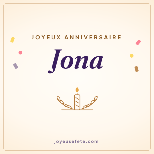 Image carrée « Joyeux anniversaire Jona » pour WhatsApp