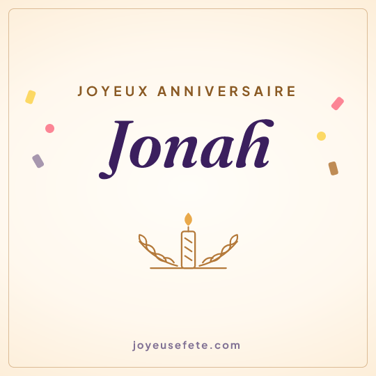 Image carrée « Joyeux anniversaire Jonah » pour WhatsApp