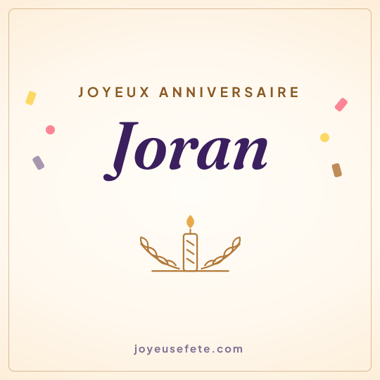 Image carrée « Joyeux anniversaire Joran » pour WhatsApp