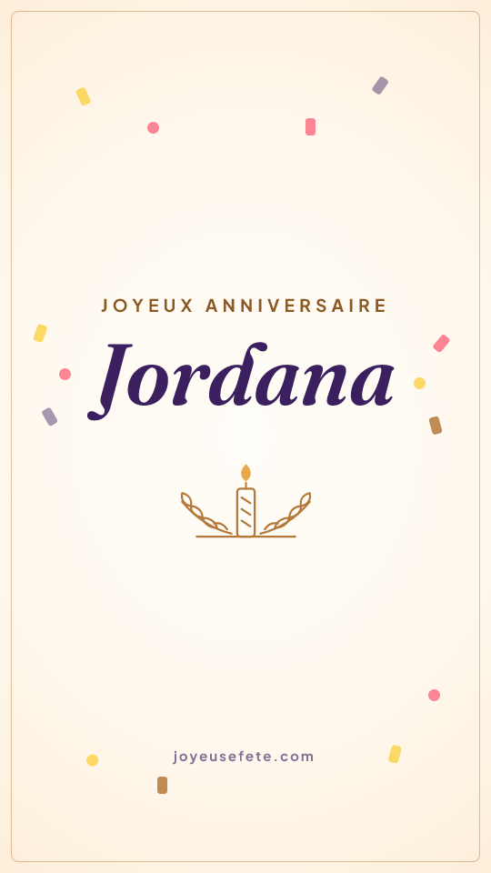 Image « Joyeux anniversaire Jordana » au format story