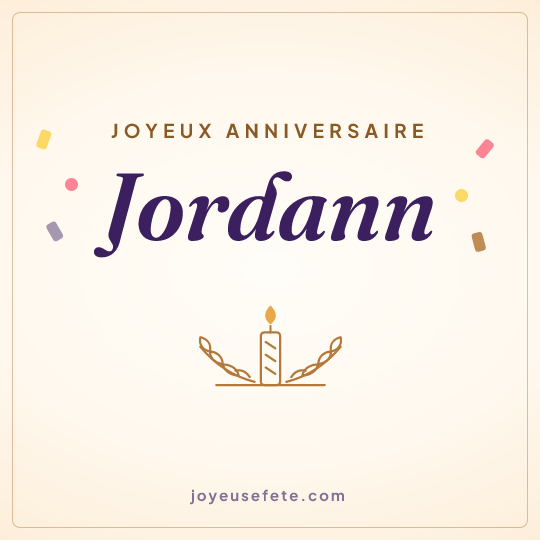 Image carrée « Joyeux anniversaire Jordann » pour WhatsApp