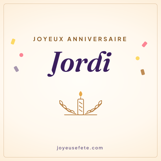 Image carrée « Joyeux anniversaire Jordi » pour WhatsApp