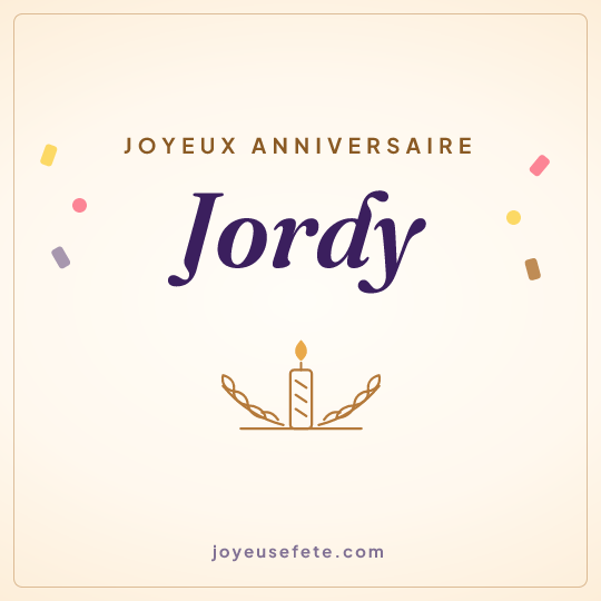 Image carrée « Joyeux anniversaire Jordy » pour WhatsApp