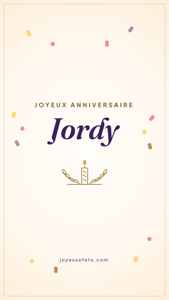 Image « Joyeux anniversaire Jordy » au format story