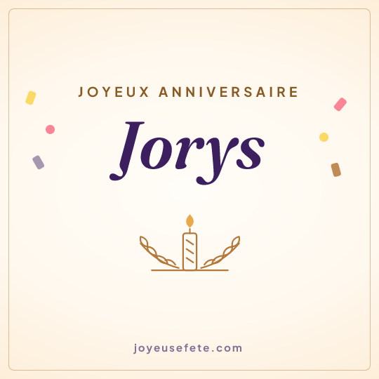 Image carrée « Joyeux anniversaire Jorys » pour WhatsApp