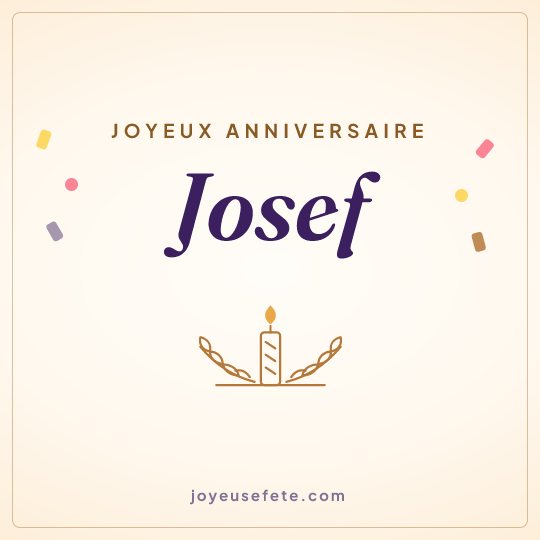 Image carrée « Joyeux anniversaire Josef » pour WhatsApp