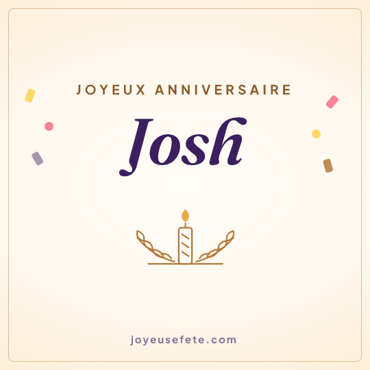 Image carrée « Joyeux anniversaire Josh » pour WhatsApp