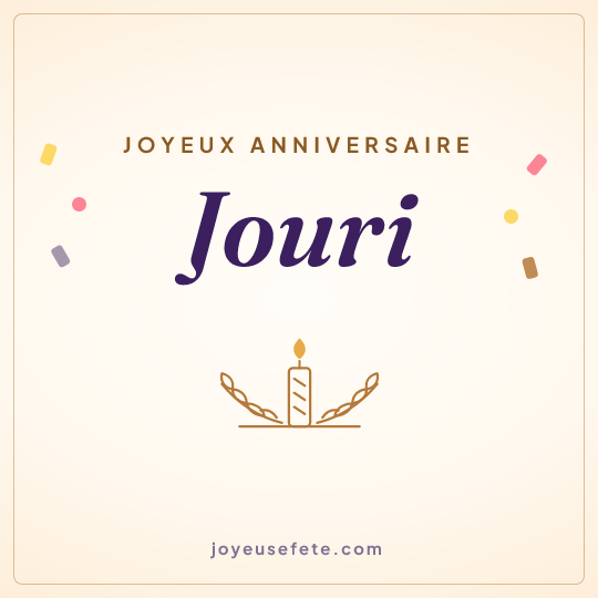 Image carrée « Joyeux anniversaire Jouri » pour WhatsApp