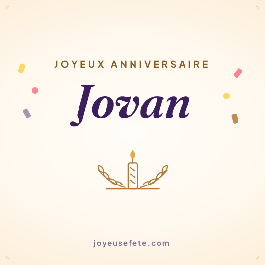 Image carrée « Joyeux anniversaire Jovan » pour WhatsApp