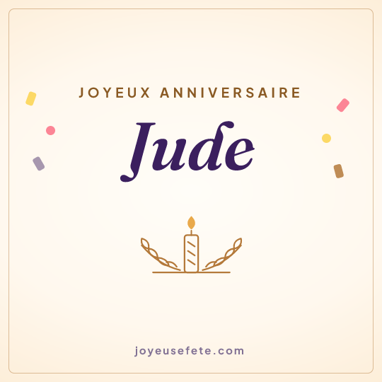 Image carrée « Joyeux anniversaire Jude » pour WhatsApp