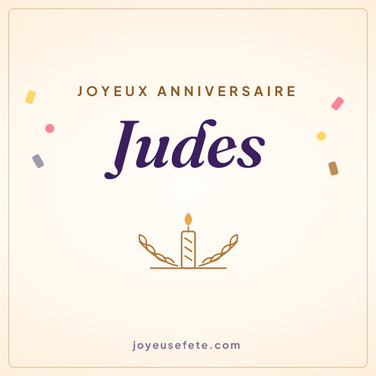 Image carrée « Joyeux anniversaire Judes » pour WhatsApp