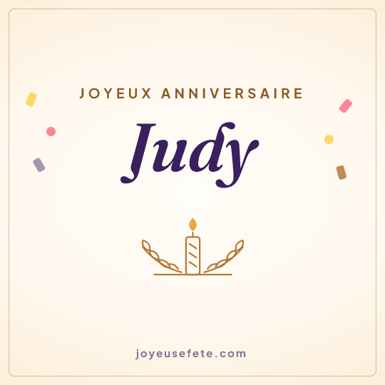 Image carrée « Joyeux anniversaire Judy » pour WhatsApp