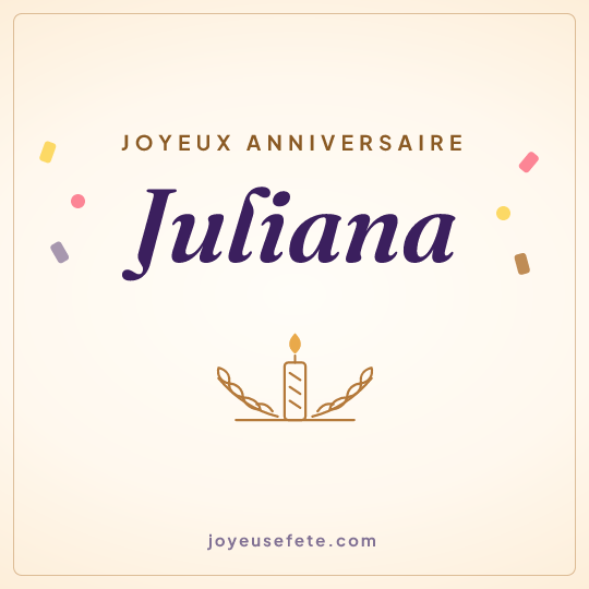 Image carrée « Joyeux anniversaire Juliana » pour WhatsApp