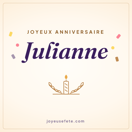 Image carrée « Joyeux anniversaire Julianne » pour WhatsApp