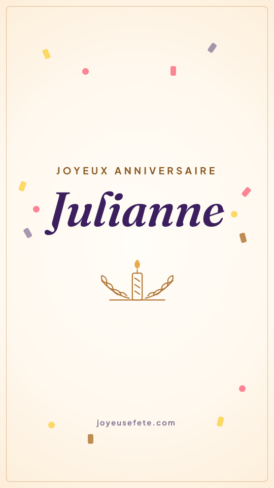 Image « Joyeux anniversaire Julianne » au format story