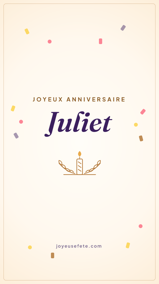 Image « Joyeux anniversaire Juliet » au format story