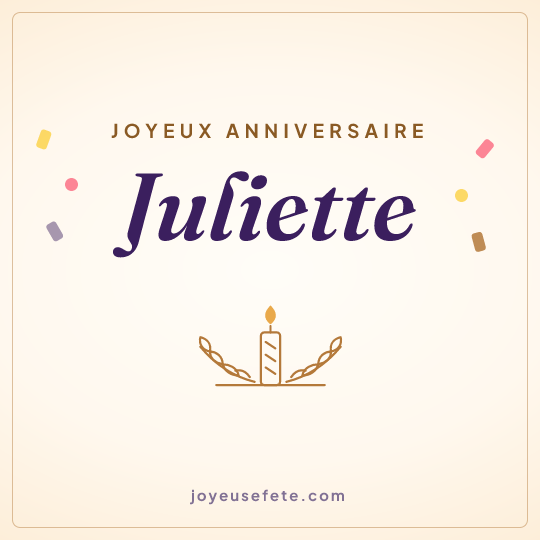 Image carrée « Joyeux anniversaire Juliette » pour WhatsApp