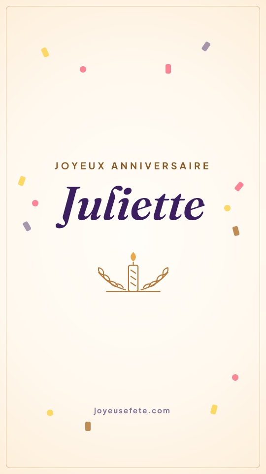 Image « Joyeux anniversaire Juliette » au format story