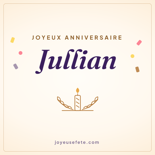Image carrée « Joyeux anniversaire Jullian » pour WhatsApp