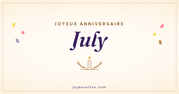 Image « Joyeux anniversaire July » au format large