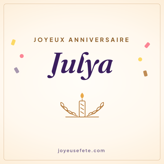 Image carrée « Joyeux anniversaire Julya » pour WhatsApp