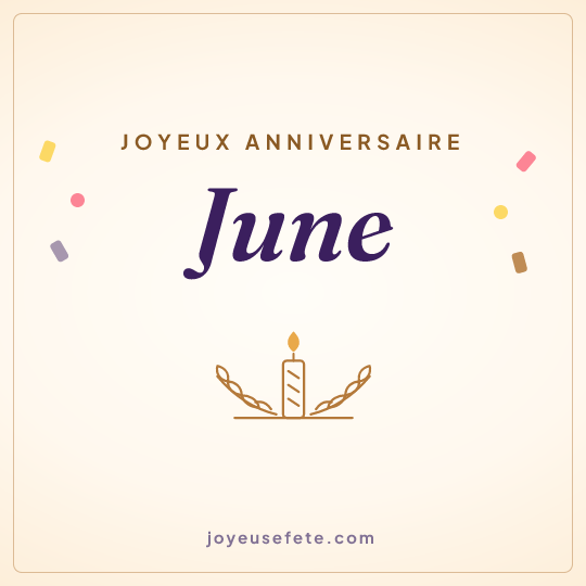 Image carrée « Joyeux anniversaire June » pour WhatsApp