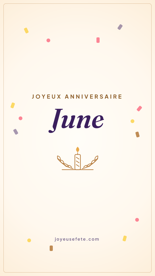 Image « Joyeux anniversaire June » au format story