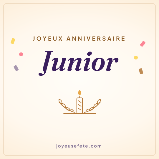 Image carrée « Joyeux anniversaire Junior » pour WhatsApp
