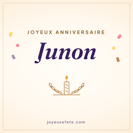 Image carrée « Joyeux anniversaire Junon » pour WhatsApp