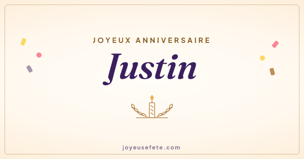 Image « Joyeux anniversaire Justin » au format large
