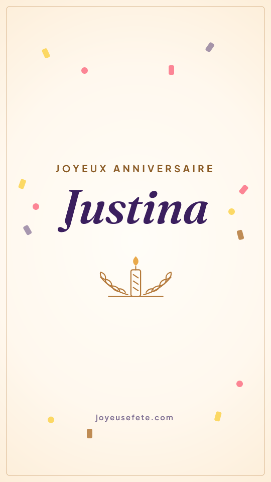 Image « Joyeux anniversaire Justina » au format story