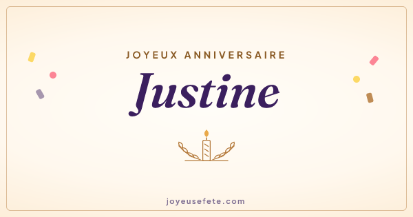 Image « Joyeux anniversaire Justine » au format large