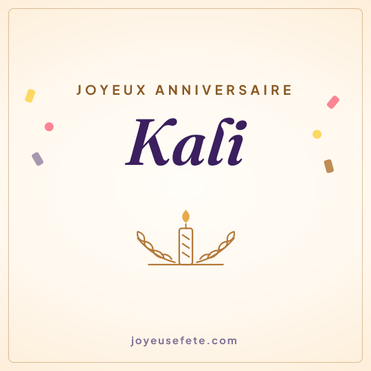 Image carrée « Joyeux anniversaire Kali » pour WhatsApp