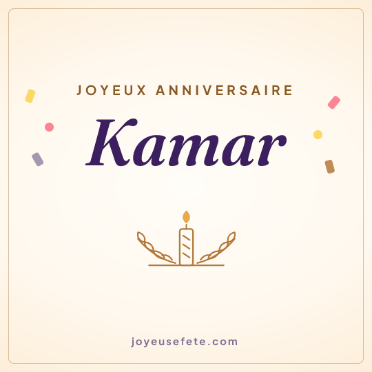 Image carrée « Joyeux anniversaire Kamar » pour WhatsApp