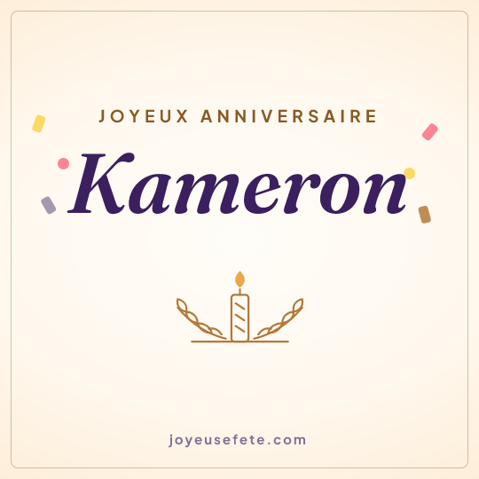 Image carrée « Joyeux anniversaire Kameron » pour WhatsApp