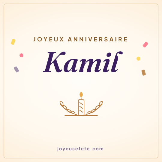 Image carrée « Joyeux anniversaire Kamil » pour WhatsApp