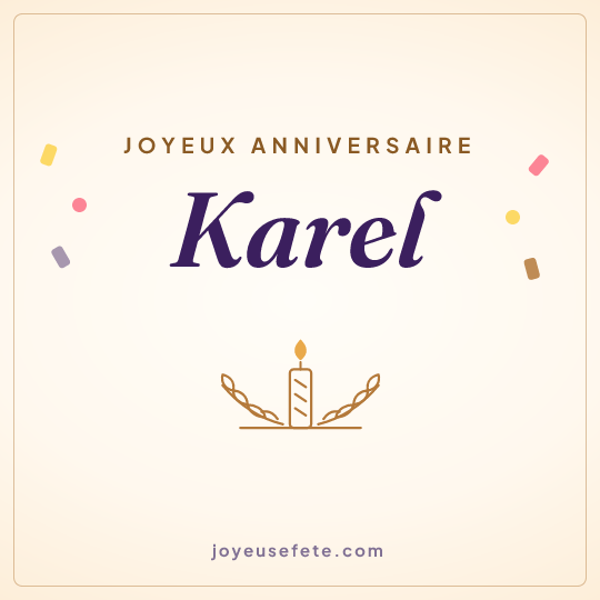 Image carrée « Joyeux anniversaire Karel » pour WhatsApp