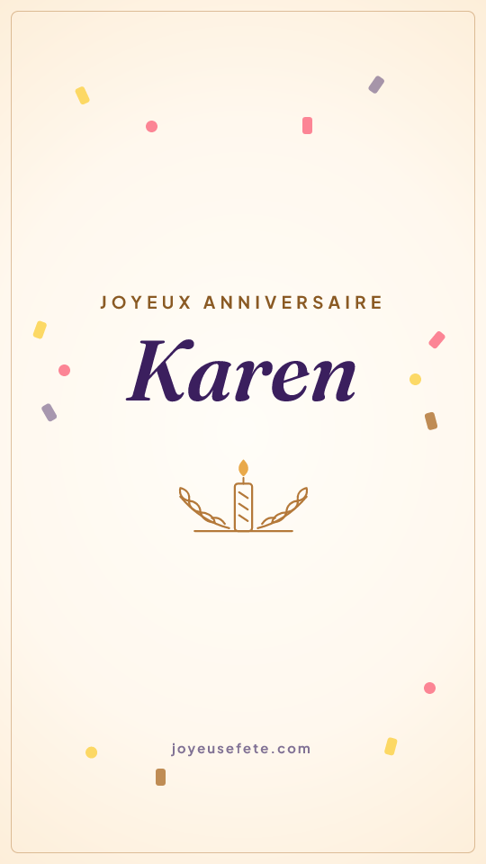 Image « Joyeux anniversaire Karen » au format story
