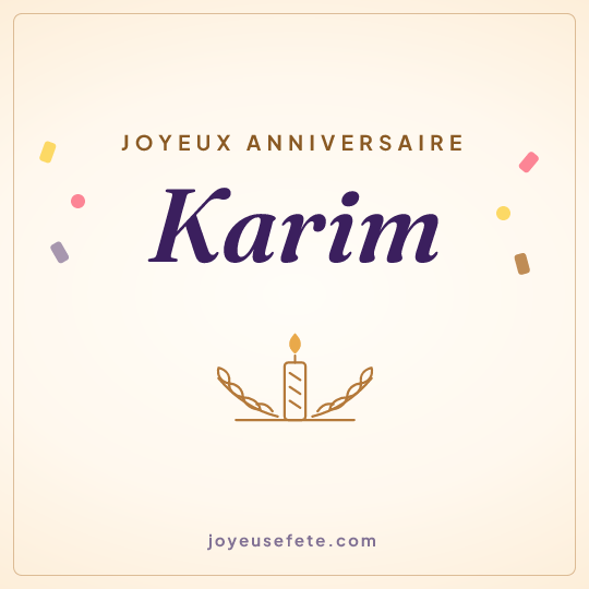 Image carrée « Joyeux anniversaire Karim » pour WhatsApp