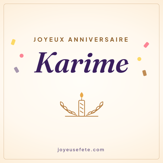Image carrée « Joyeux anniversaire Karime » pour WhatsApp