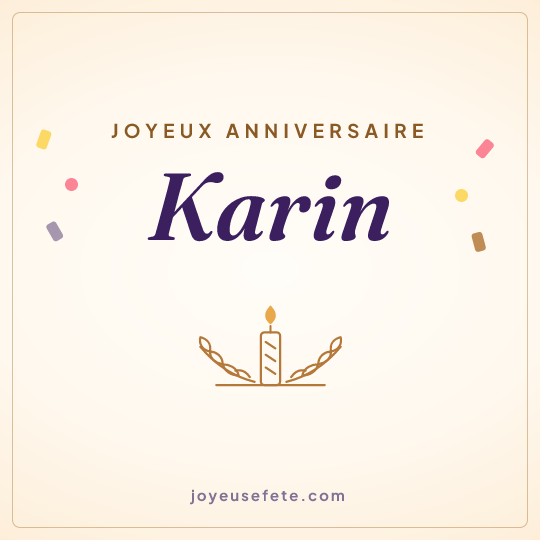 Image carrée « Joyeux anniversaire Karin » pour WhatsApp
