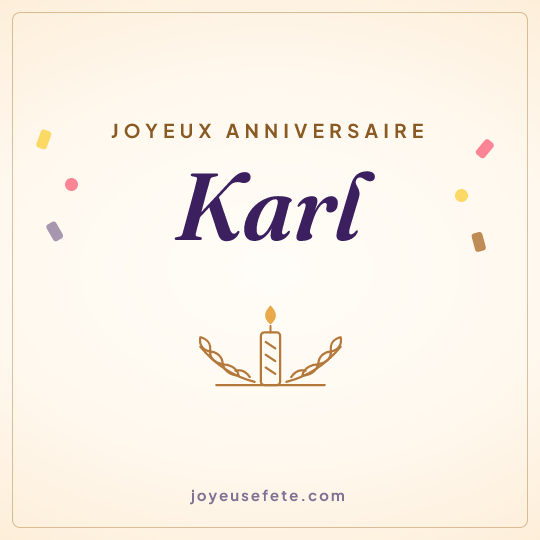 Image carrée « Joyeux anniversaire Karl » pour WhatsApp