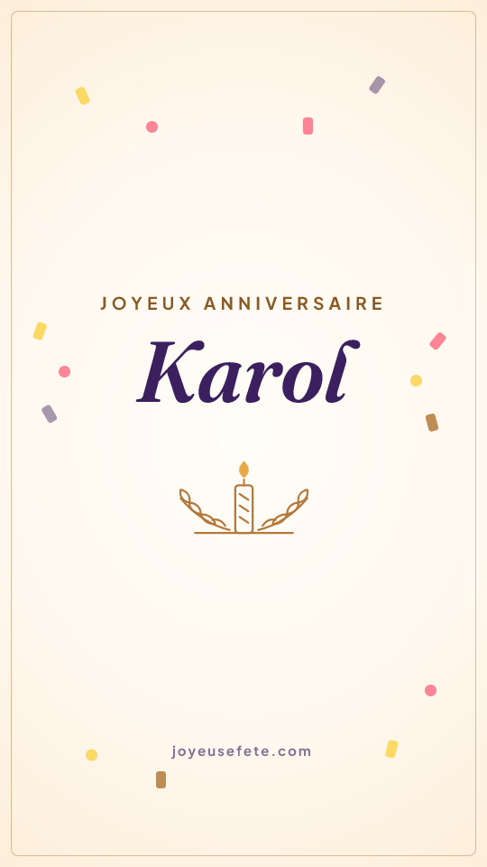 Image « Joyeux anniversaire Karol » au format story